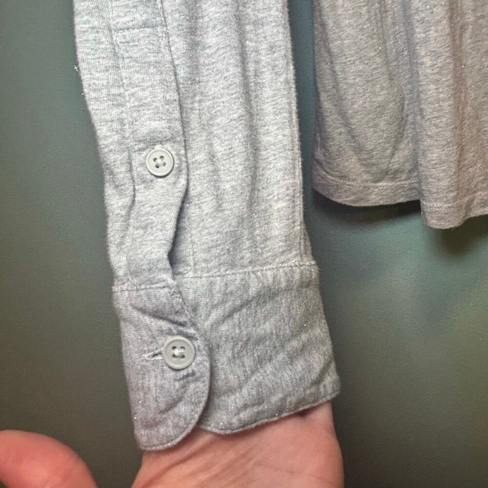 Fat Face Gray Heather Knit Button Down Shirt Long Sleeve US 6 Shimmer Top - Picture 9 of 9
